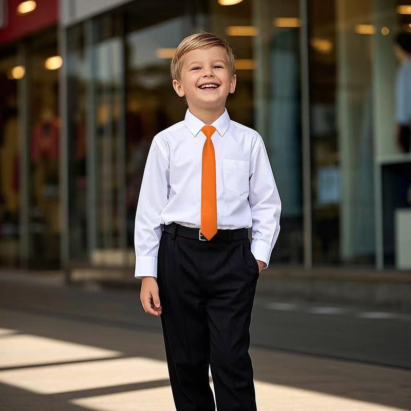 RBOCOTT Solid Color Satin Ties for Boys and Kids Pre-tied Adjustable Necktie for Age 8-12 Wedding and School Graduation - Image 3